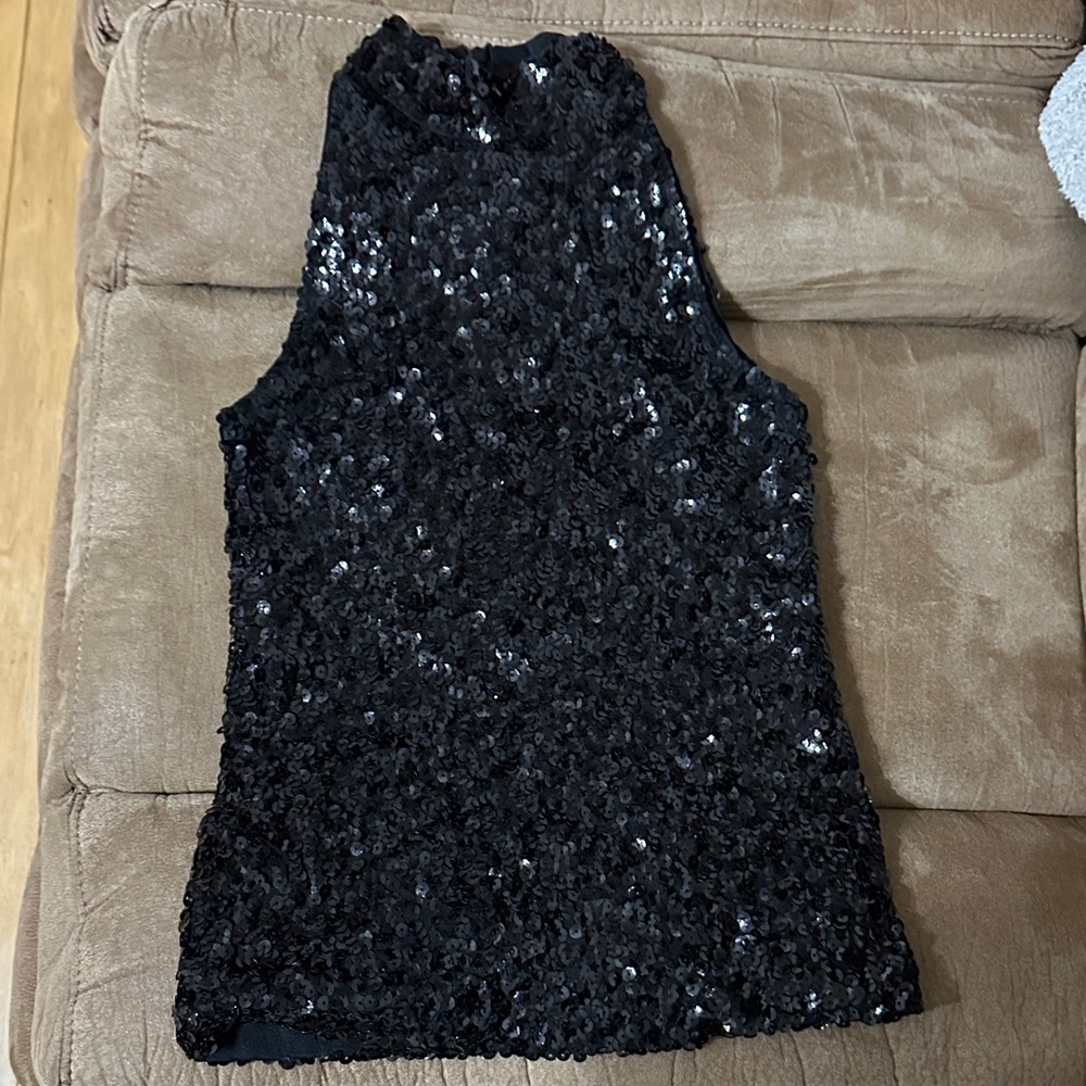Black Dance  Sequin Sleeveless Top